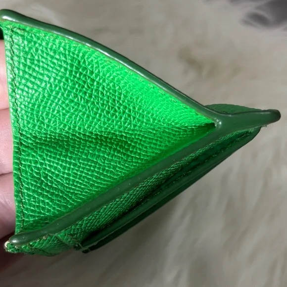 Coach Green Leather Zip Card Holder with Key Ring - Picture 10 of 11